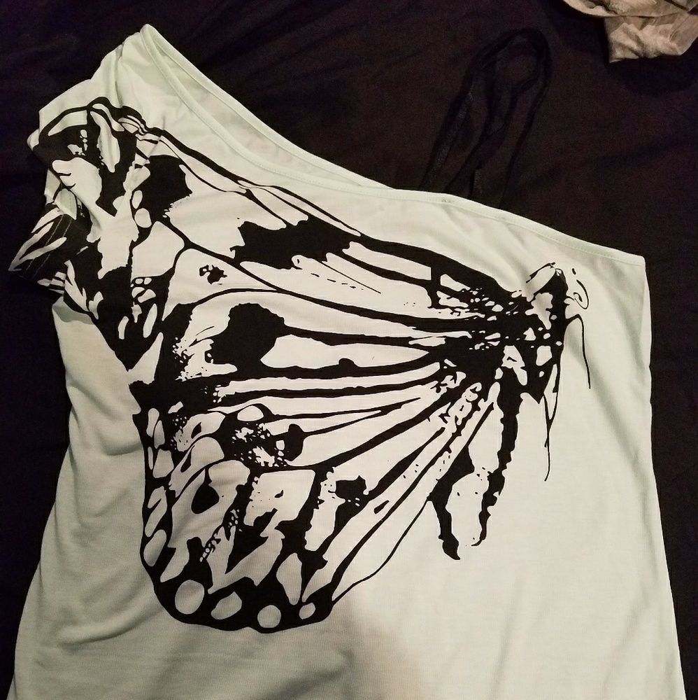 Mint green butterfly shirt